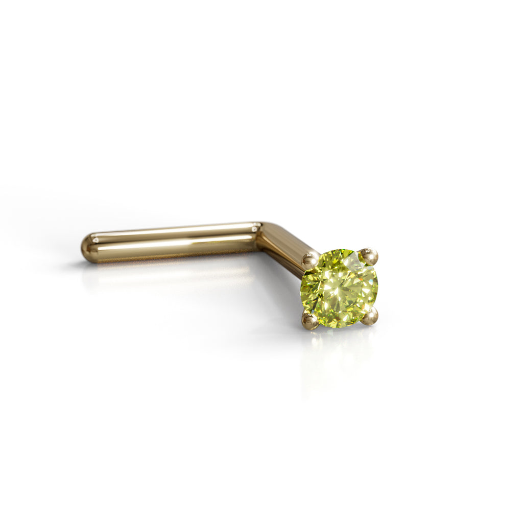 Canary Yellow Diamond Nose Stud 2mm - Gold or Platinum - Nose, Helix, Tragus, Lobe or Cartilage
