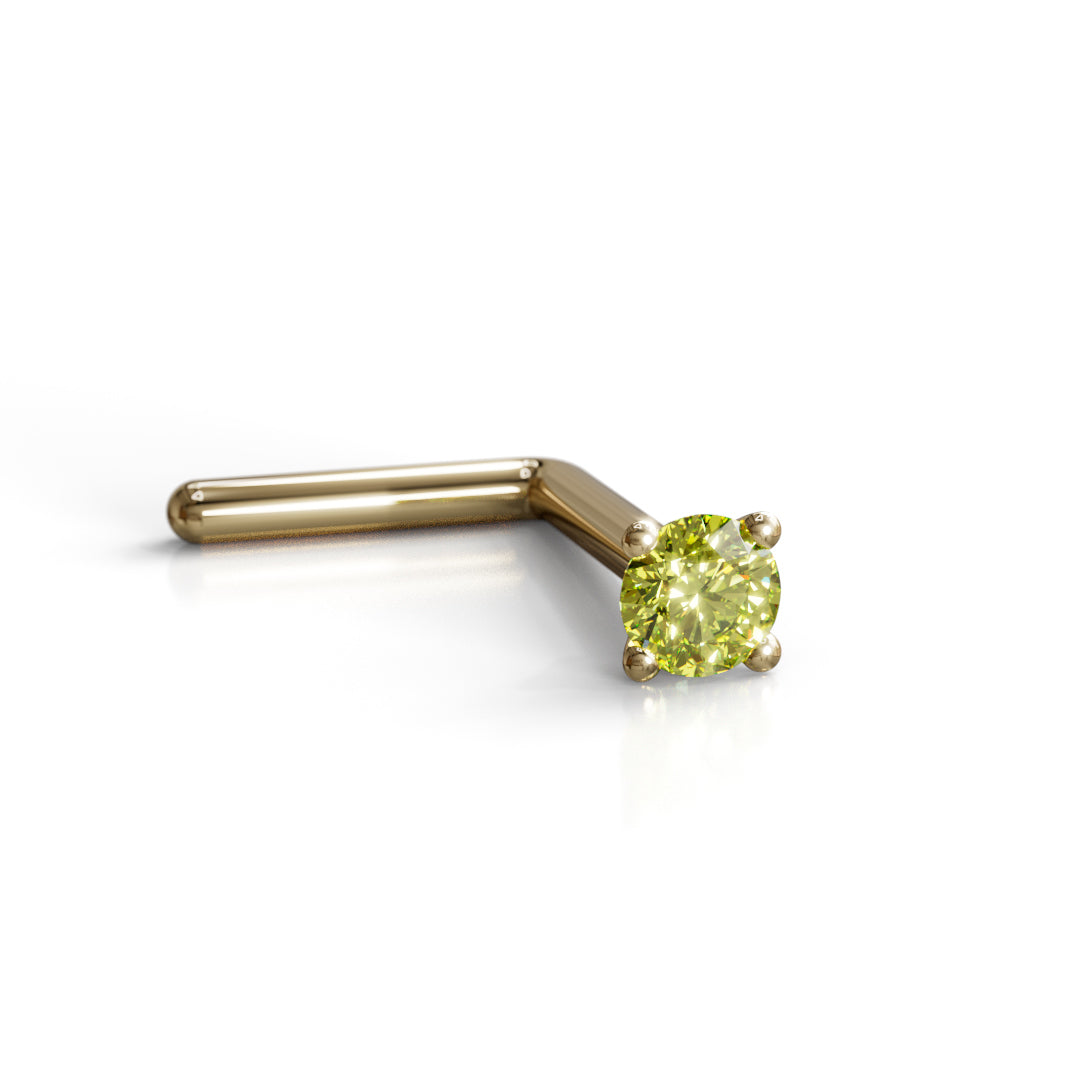 Canary Yellow Diamond Nose Stud 2mm - Post w/ 14k Solid Yellow or White Gold or Sterling Silver - Helix Tragus Lobe Lip Cartilage