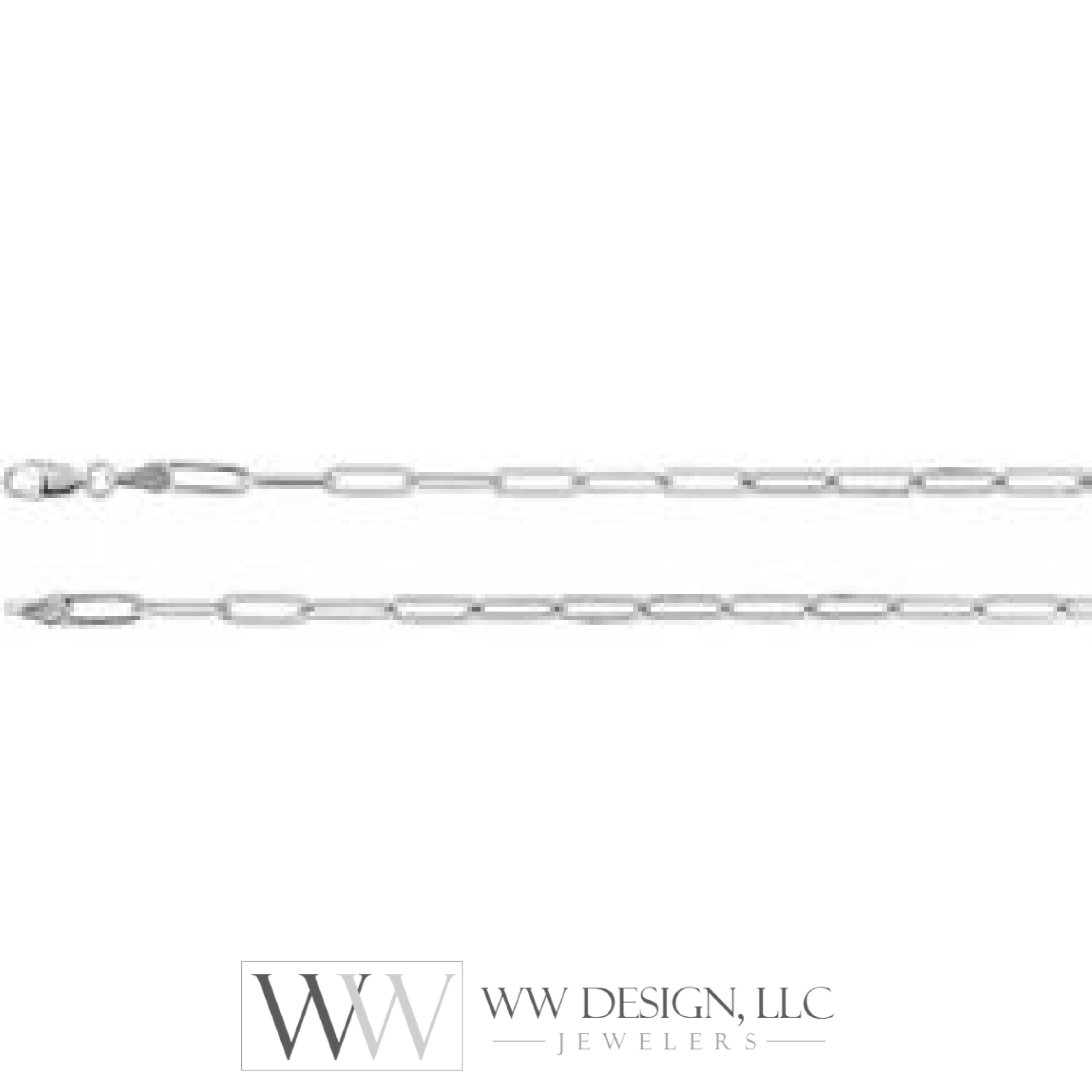 3.85 mm Thin Elongated Flat Link Paperclip Chain - 14k Gold (Y, W, or R), or Sterling Silver - wwdesignjewelers.com