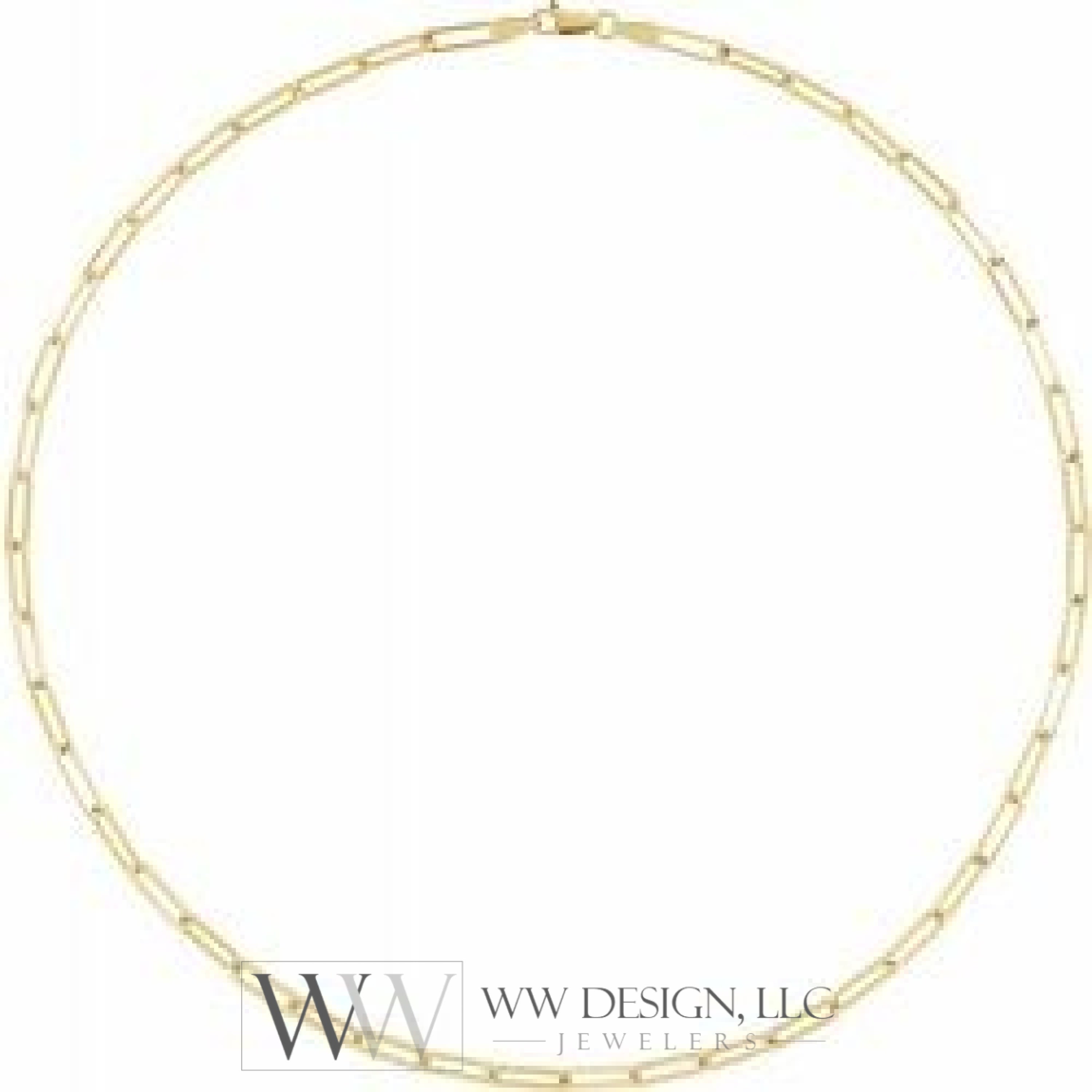 3.85 mm Thin Elongated Flat Link Paperclip Chain - 14k Gold (Y, W, or R), or Sterling Silver - wwdesignjewelers.com