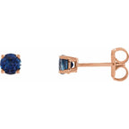 14K Rose 4 mm Natural Blue Sapphire Earrings