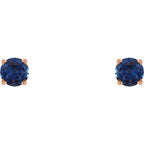 14K Rose 4 mm Natural Blue Sapphire Earrings