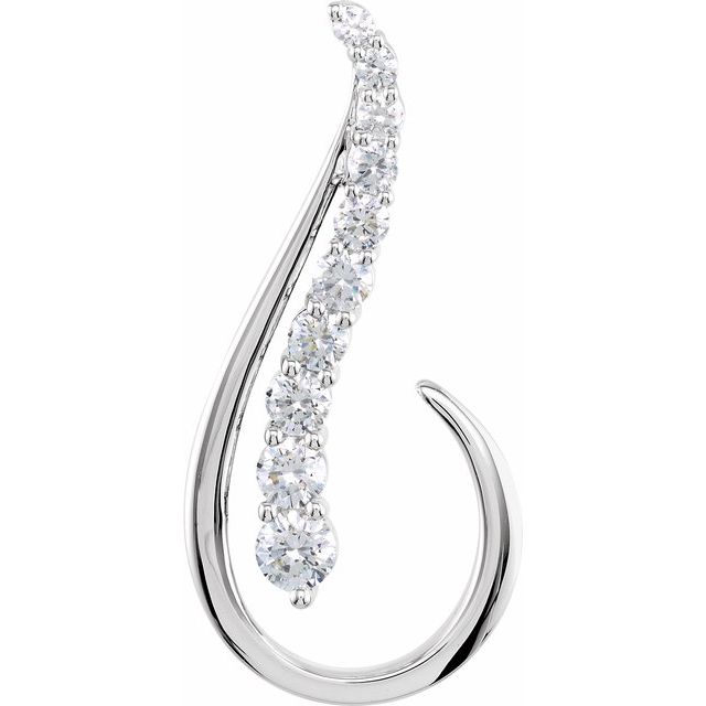 1 Ctw 3/4 Or 1/2 Accented Journey Graduated Drop Diamond Necklace - 18K 14K Gold (Y R W) Platinum