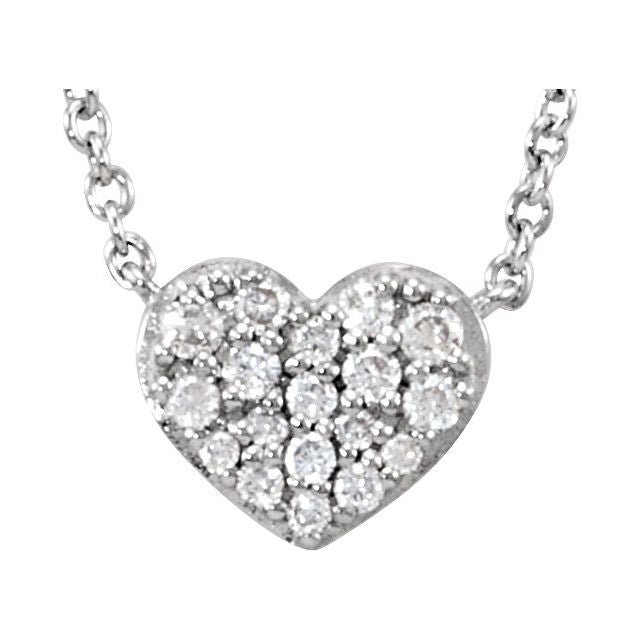 Sterling Silver 1/10 CTW Natural Diamond Heart 18" Necklace