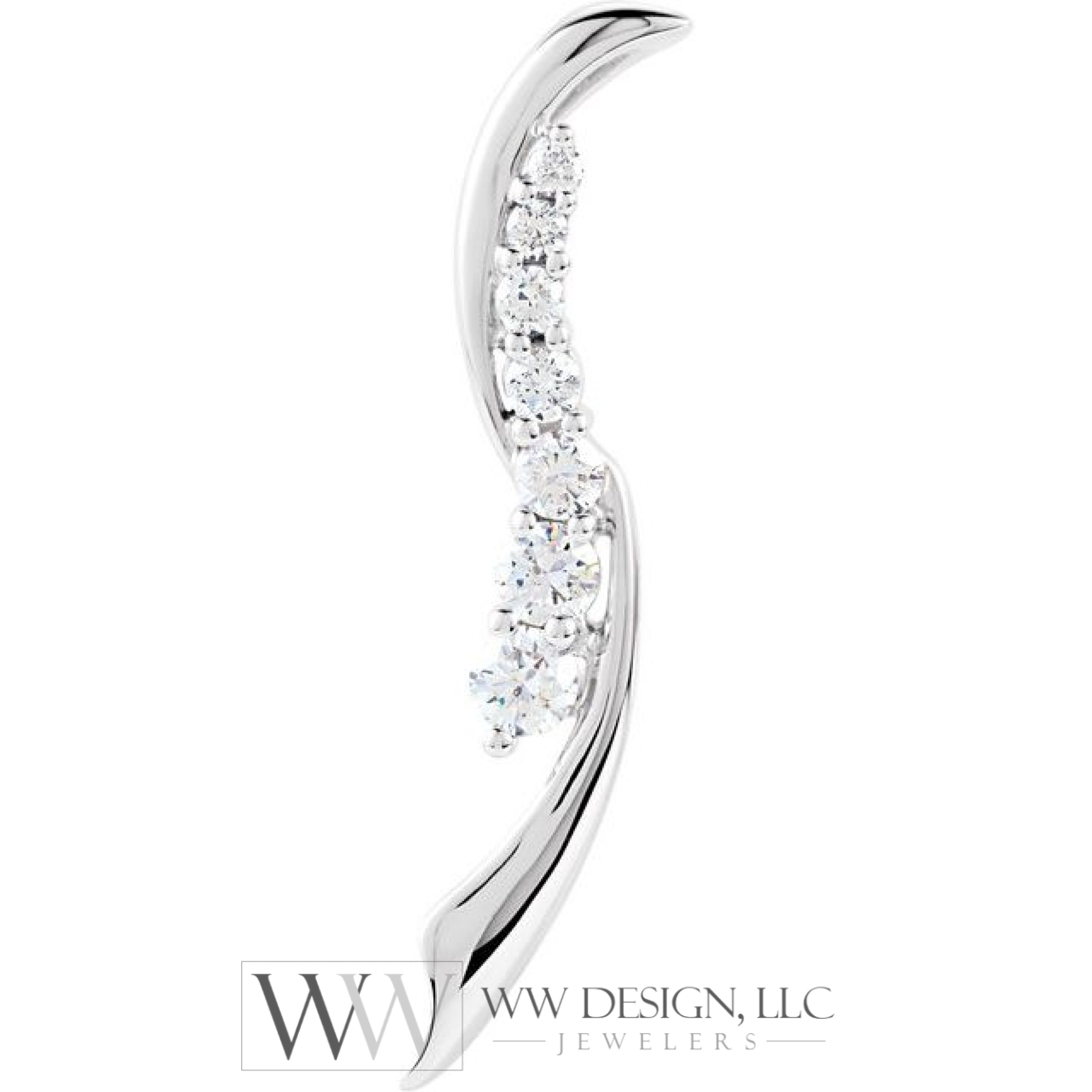 3/4 Ctw Or 1/2 Accented Journey Graduated Drop Diamond Necklace - 18K 14K Gold (Y R W) Platinum