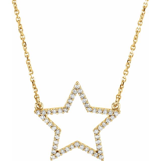 14K Yellow 1/5 CTW Natural Diamond Star 16" Necklace