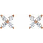 14K Yellow 1/2 CTW Natural Diamond Cluster Earrings