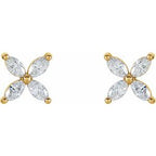 14K Yellow 1/2 CTW Natural Diamond Cluster Earrings
