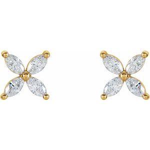 14K Yellow 1/2 CTW Natural Diamond Cluster Earrings