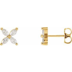 14K Yellow 1/2 CTW Natural Diamond Cluster Earrings