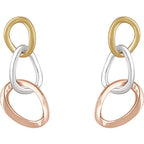 14K Yellow, White, & Rose Geometric Drop Earrings