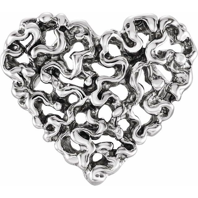 14K White Heart Pendant