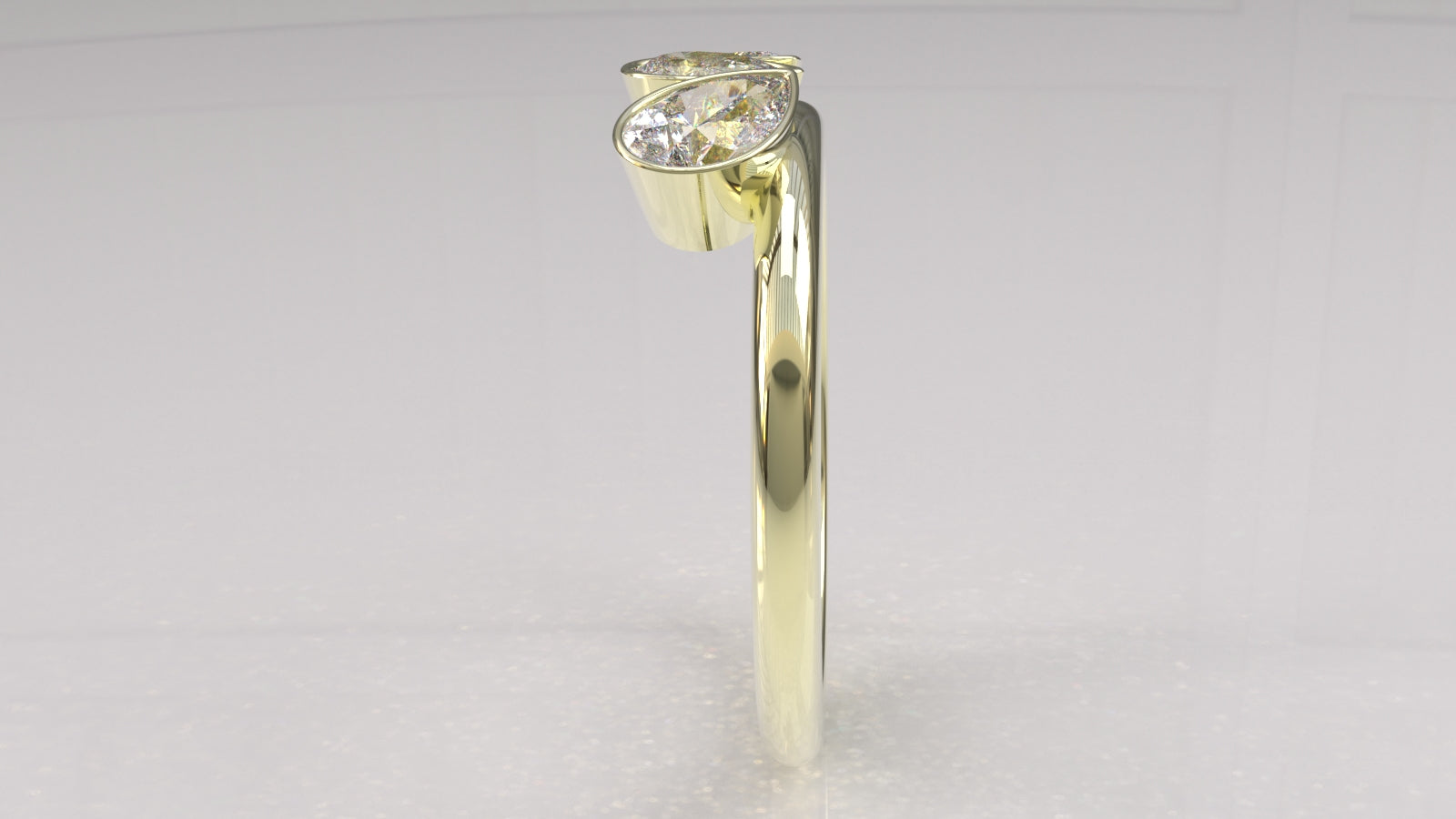 0.58 Ctw Graduated Asymetrical Pear Trio Diamond Ring - 14K 18K (Yellow White Rose) Platinum Rings