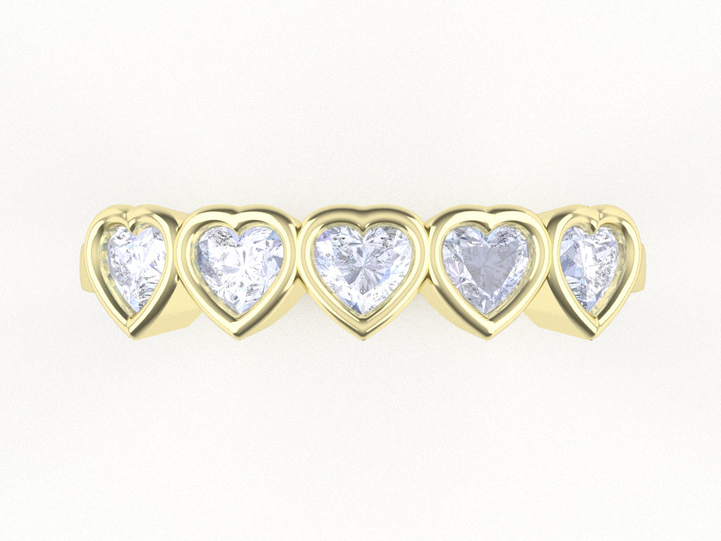 0.75ctw Diamond 5 Heart Ring - 14k, 18k (Y, W, or R), Platinum, Palladium