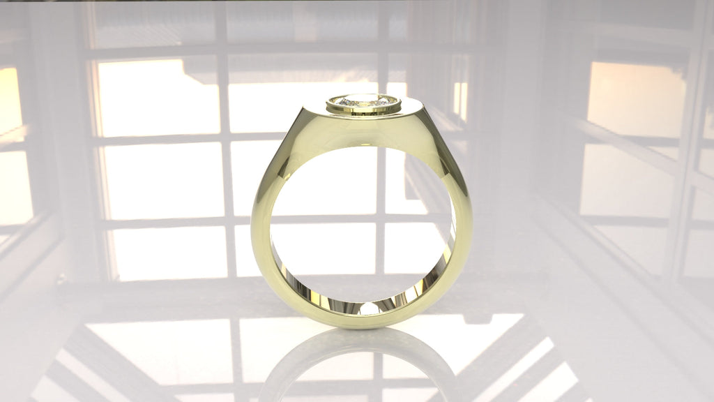 0.33 Ctw East-West Sideways Oval Signet Diamond Ring - 14K 18K (Yellow White Rose) Platinum Rings