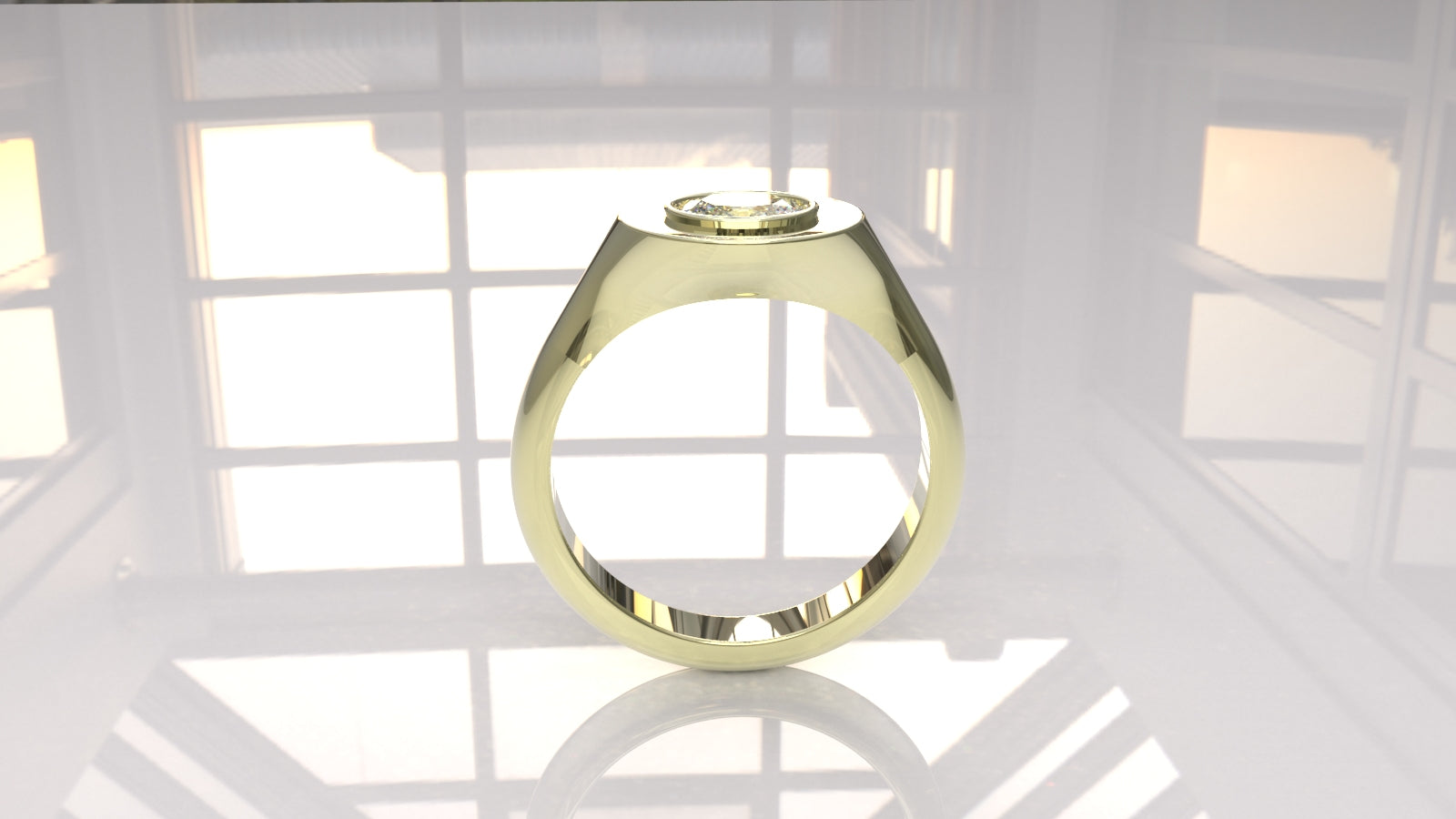 0.33 Ctw East-West Sideways Oval Signet Diamond Ring - 14K 18K (Yellow White Rose) Platinum Rings