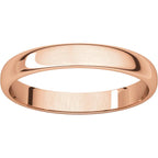 3mm Half Round Light Wedding Band Stackable Ring - 14k Gold (Y, W, or R), Palladium, Platinum, Sterling Silver