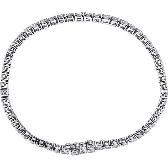 4mm Round Cubic Zirconia Line Tennis Bracelet - Sterling Silver