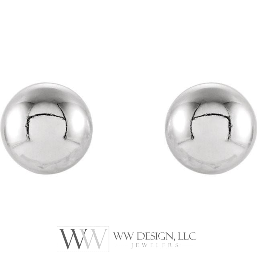 3mm Ball Earrings with Bright Finish - 14K Gold (Yellow or White)