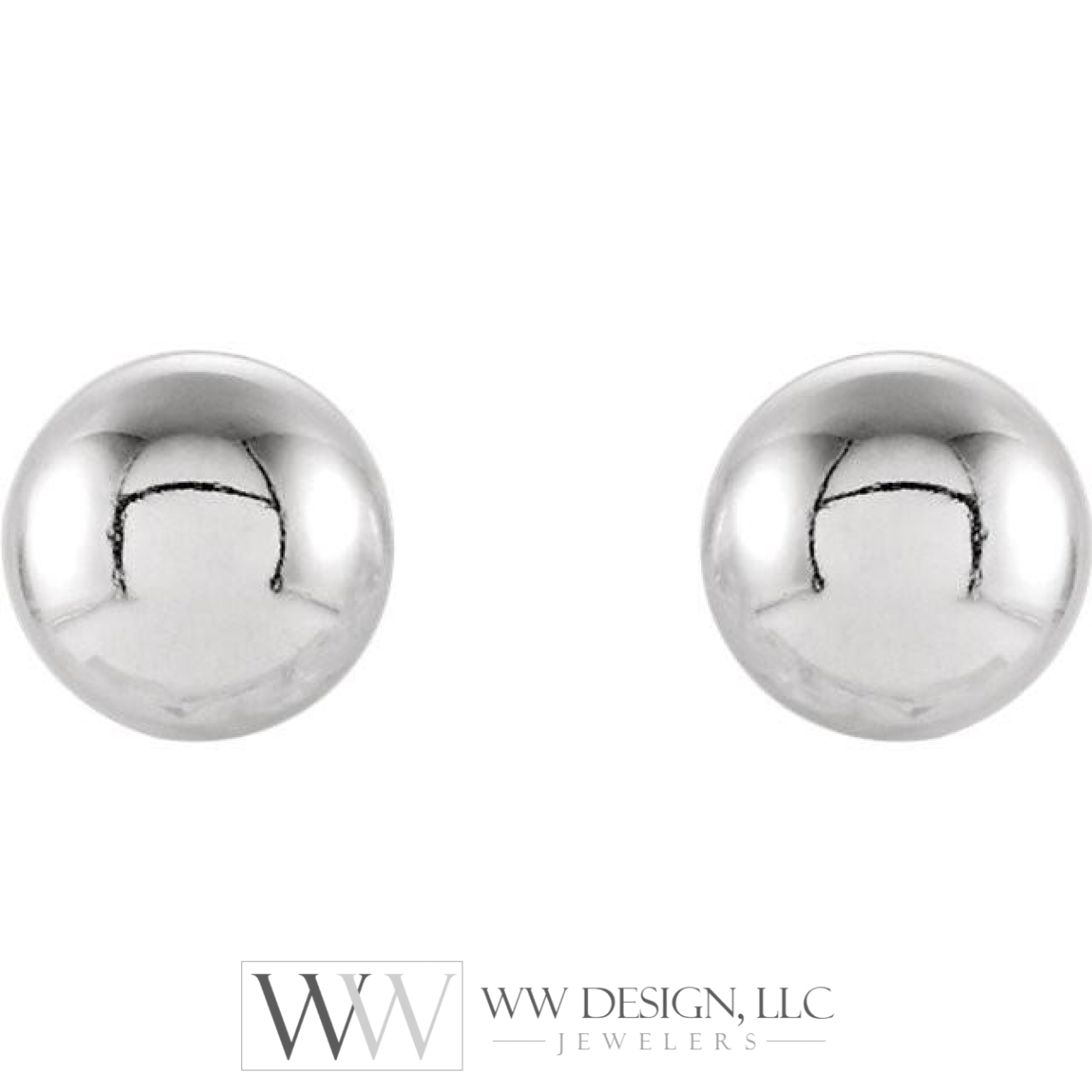 3mm Ball Earrings with Bright Finish - 14K Gold (Yellow or White)