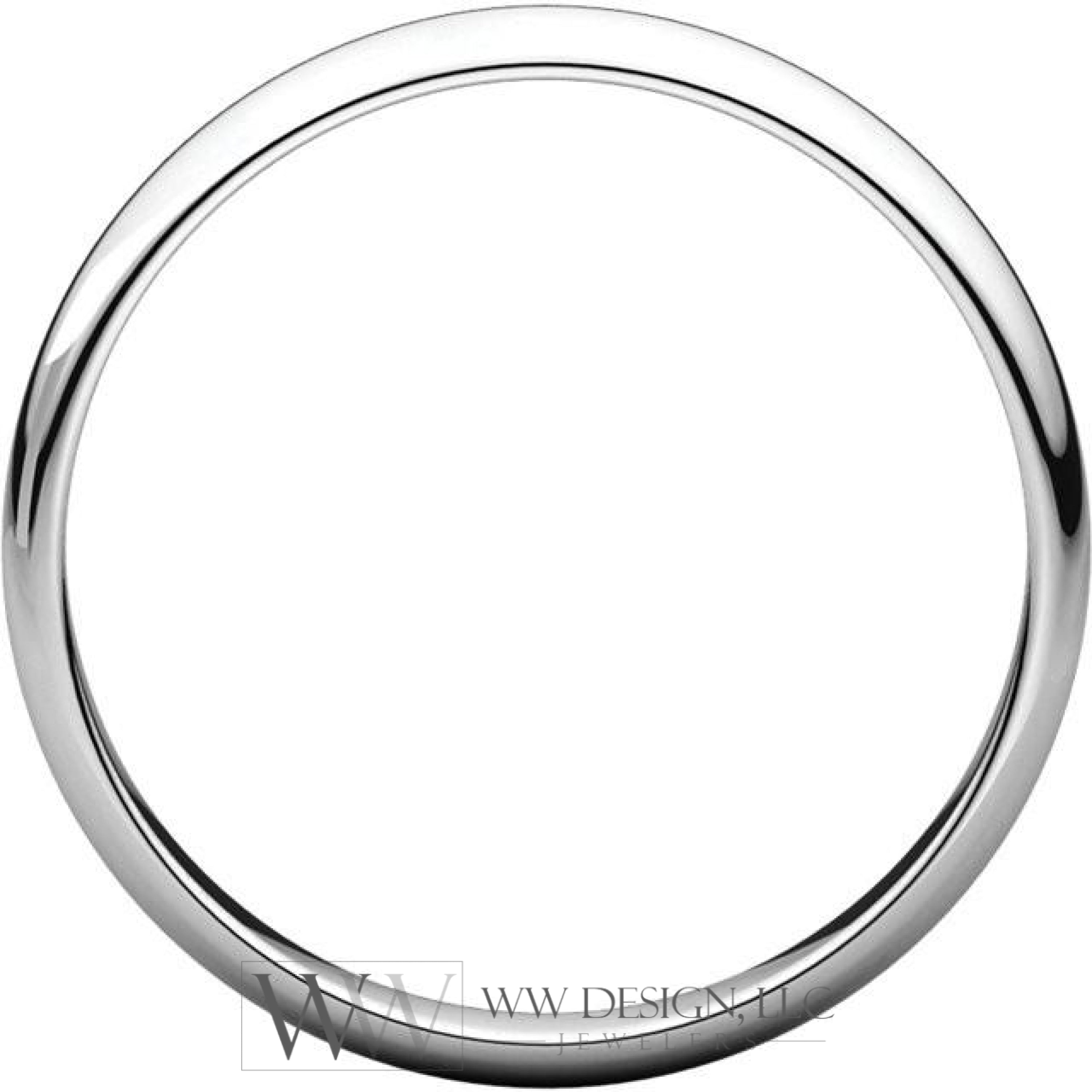3mm Half Round Light Wedding Band Stackable Ring - 14k Gold (Y, W, or R), Palladium, Platinum, Sterling Silver