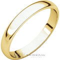 3mm Half Round Light Wedding Band Stackable Ring - 14k Gold (Y, W, or R), Palladium, Platinum, Sterling Silver