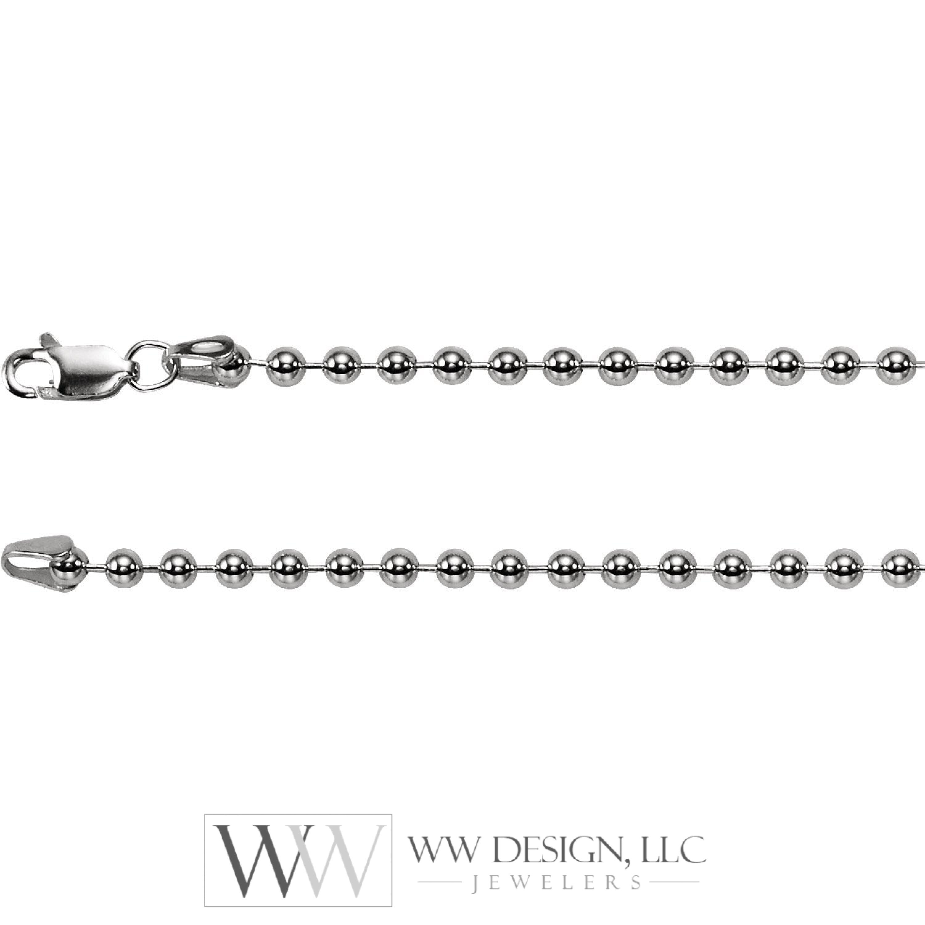 3mm Hollow Bead 7" Chain Bracelet - Sterling Silver