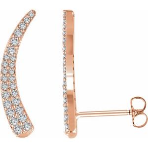 14K Yellow 3/8 CTW Natural Diamond Ear Climbers