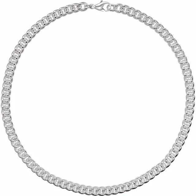 8mm Curb Chain Necklace - Sterling Silver