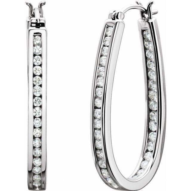 30 Mm 1 Ctw Natural Diamond Inside-Outside Hoop Earrings - 14K Gold (Y W Or R) White