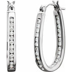 22.5 Mm 1/2 Ctw Natural Diamond Inside-Outside Hoop Earring - 14K Gold (Y W Or R) White Earrings