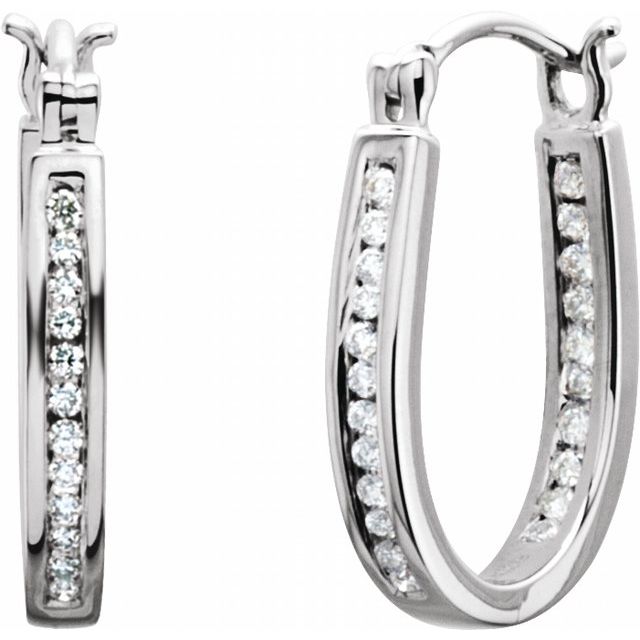 13.7 Mm 1/3 Ctw Natural Diamond Inside-Outside Hoop Earrings - 14K Gold (Y W Or R) White / 1/4