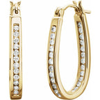 22.5 Mm 1/2 Ctw Natural Diamond Inside-Outside Hoop Earring - 14K Gold (Y W Or R) Yellow Earrings