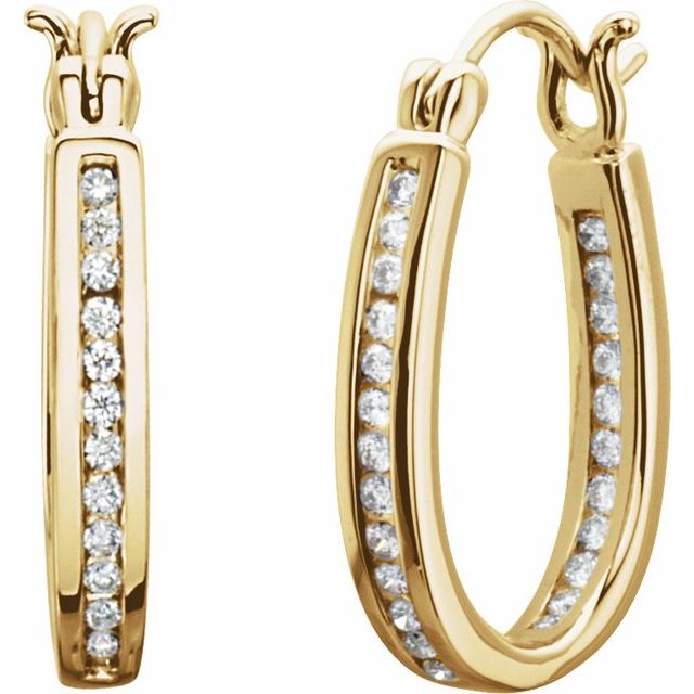 13.7 Mm 1/3 Ctw Natural Diamond Inside-Outside Hoop Earrings - 14K Gold (Y W Or R) Yellow /