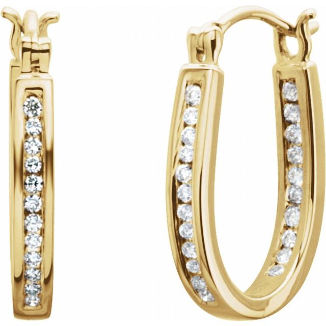 13.7 Mm 1/3 Ctw Natural Diamond Inside-Outside Hoop Earrings - 14K Gold (Y W Or R) Yellow / 1/4
