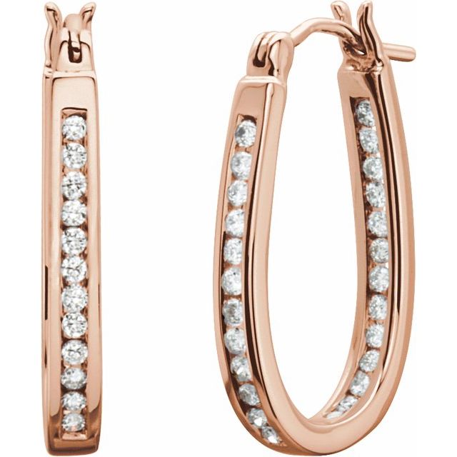 22.5 Mm 1/2 Ctw Natural Diamond Inside-Outside Hoop Earring - 14K Gold (Y W Or R) 14K Rose Earrings