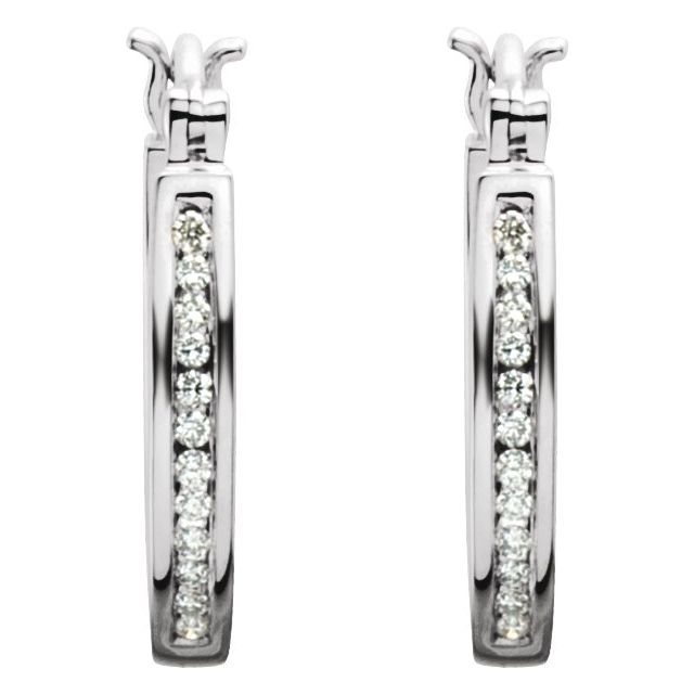 13.7 Mm 1/3 Ctw Natural Diamond Inside-Outside Hoop Earrings - 14K Gold (Y W Or R)