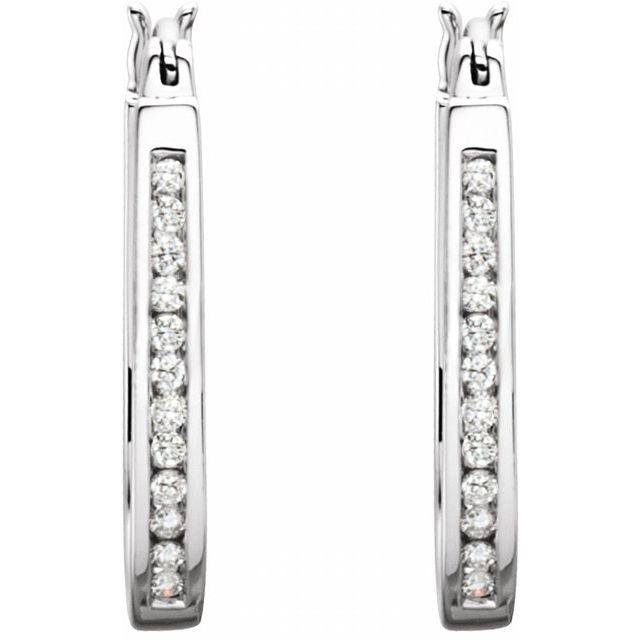 22.5 Mm 1/2 Ctw Natural Diamond Inside-Outside Hoop Earring - 14K Gold (Y W Or R) Earrings
