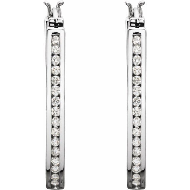 30 Mm 1 Ctw Natural Diamond Inside-Outside Hoop Earrings - 14K Gold (Y W Or R)