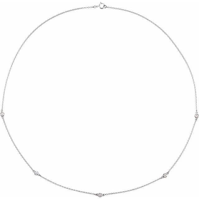 14K White 1 CTW Natural Diamond 5-Station 18" Necklace