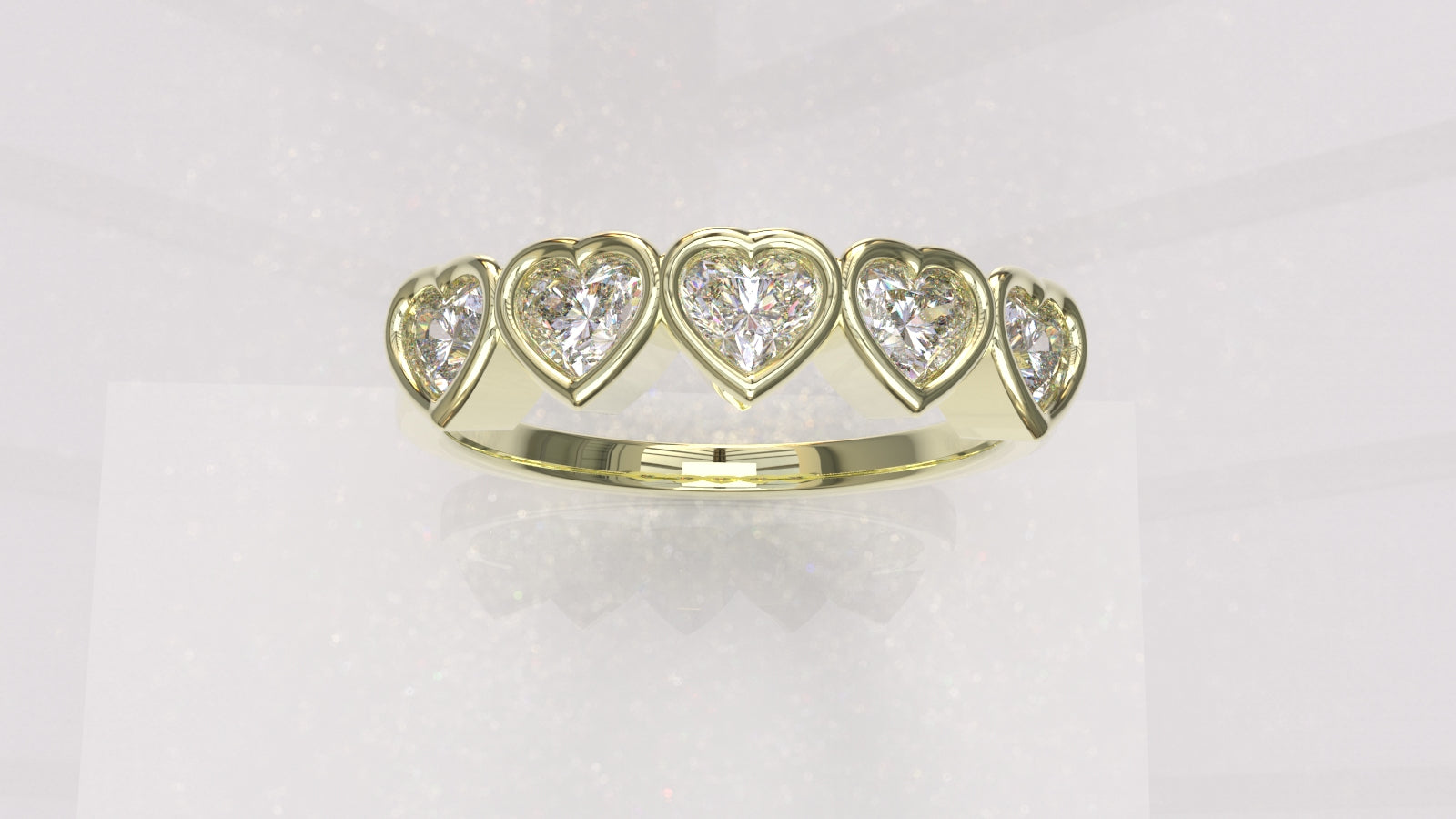 0.75ctw Diamond 5 Heart Ring - 14k, 18k (Y, W, or R), Platinum, Palladium