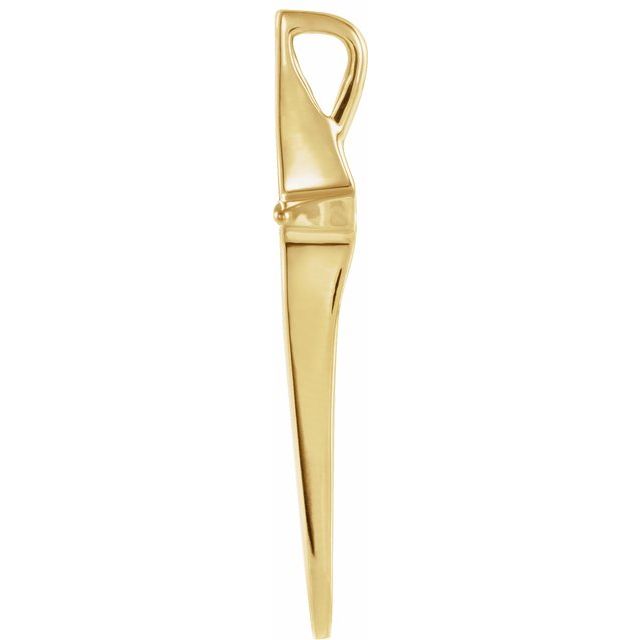 0.03 Ct Long Skinny Cross Pendant Necklace with Natural Diamond Center 28x18mm - 14K Solid Yellow Gold