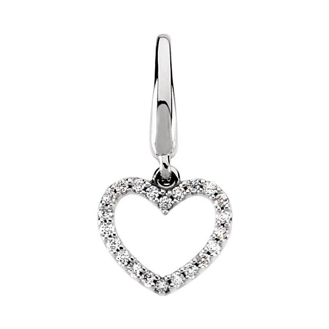 14K White .08 CTW Natural Diamond Heart Charm/Pendant