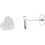 Sterling Silver .015 CTW Natural Diamond Heart Earrings