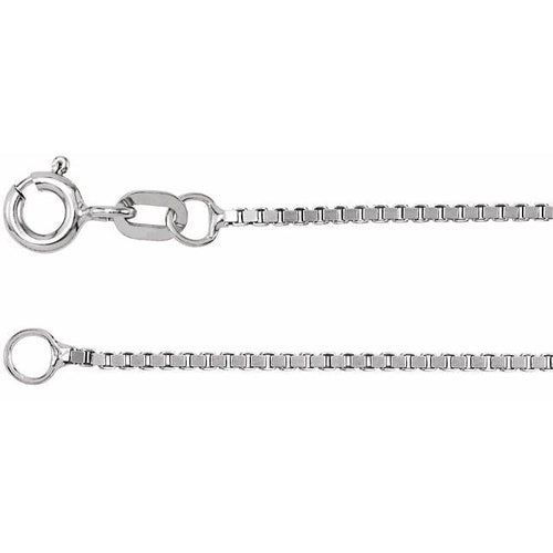 1.2mm Box Chain Bracelet or Necklace - 14k Gold (Y, W), or Sterling Silver
