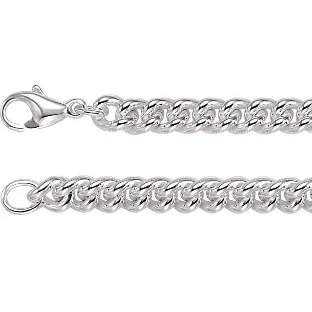 8mm Curb Chain Bracelet - Sterling Silver