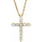 14K Yellow 1/4 CTW Natural Diamond Cross 16-18" Necklace