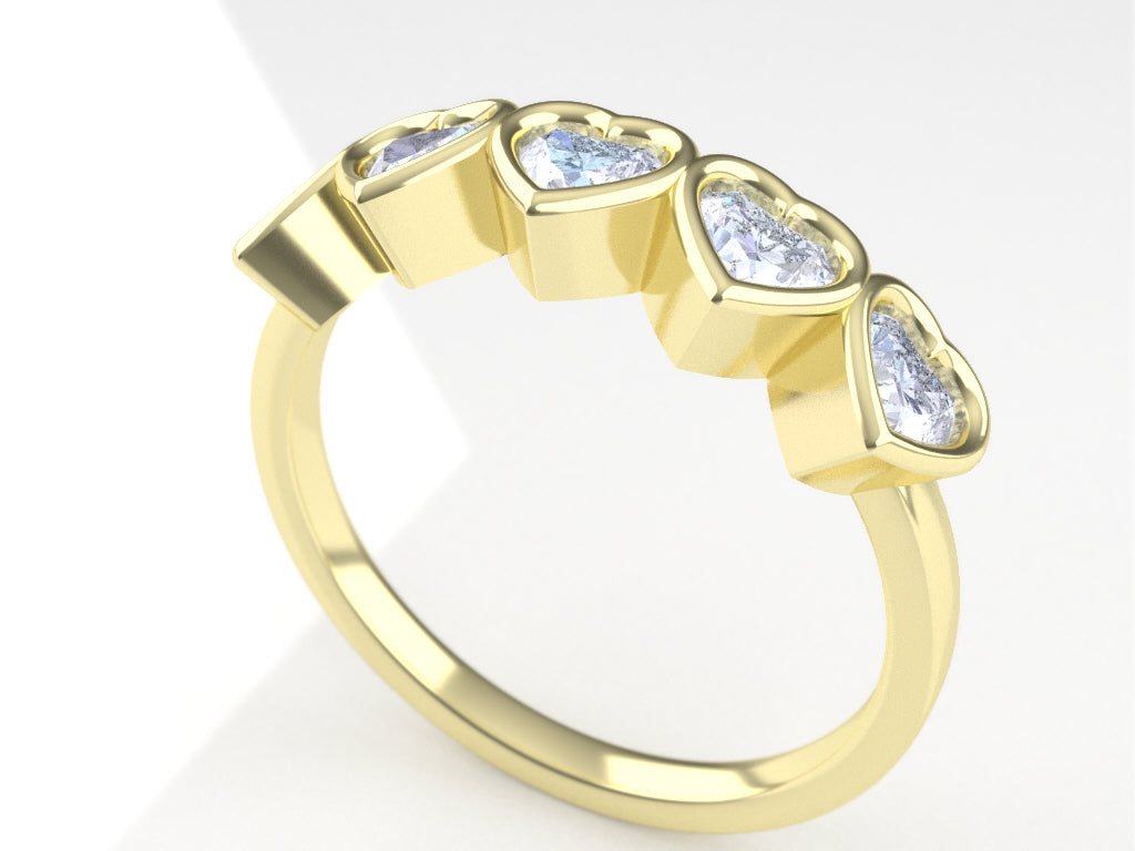 0.75ctw Diamond 5 Heart Ring - 14k, 18k (Y, W, or R), Platinum, Palladium
