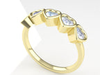 0.75ctw Diamond 5 Heart Ring - 14k, 18k (Y, W, or R), Platinum, Palladium