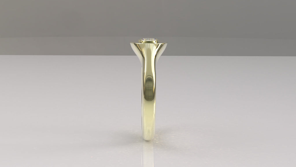 0.33 Ctw East-West Sideways Oval Signet Diamond Ring - 14K 18K (Yellow White Rose) Platinum Rings